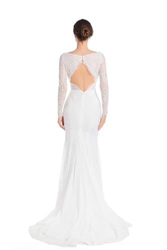 Mermaid Wedding Dresses for Bride Classy lace Boho Long Sleeve Open Back Bohemian Wedding Gowns