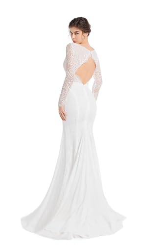 Mermaid Wedding Dresses for Bride Classy lace Boho Long Sleeve Open Back Bohemian Wedding Gowns