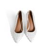 Women Sexy Stiletto High Heel Pumps Chic Pearl Studded Slip-on Shoes Satin Pointed Toe Fashion Dress Pumps Size 5-12 US