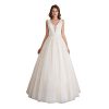 Women's Wedding Dress for Bride Lace Applique Evening Dress V Neck Straps Ball Gowns