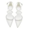 High Block Heel Wedding Shoes for Bride Closed Toe Pearl Bridal Shoes Women Chunky Heels