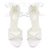 Lace Wedding Shoes for Bride Pearl Heels Bridal Shoes Block Heel Wedding Sandals