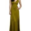 Charmeuse Plunge Seamed Slim A-Line Dress