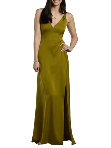 Charmeuse Plunge Seamed Slim A-Line Dress