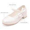 Toddler Girls Low Heel Princess Dress Shoes Glitter Flower Wedding Party Mary Jane Pumps Shoes for Kids