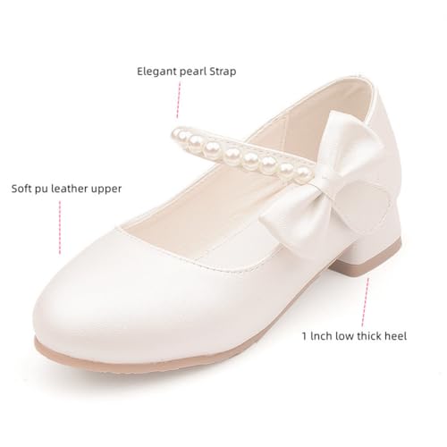 Toddler Girls Low Heel Princess Dress Shoes Glitter Flower Wedding Party Mary Jane Pumps Shoes for Kids