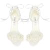 Pearl Wedding Heels Block Heel Wedding Shoes for Bride Open Toe Bridal Shoes Chunky Heeled Sandals