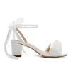 Pearl Heels Wedding Shoes for Bride Block Heel Wedding Sandals Open Toe Bridal Shoes