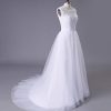 Women's Elegant Lace Wedding Dress A Line Tulle Beach Bridal Gowns Cap Sleeves with Train