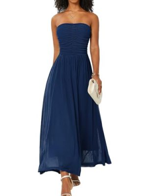 Women's Cocktail Dress, Strapless Tube Top Long Maxi Summer Formal Mesh Dresses 2025