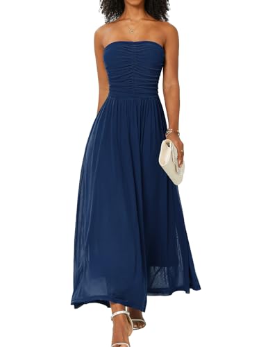Women's Cocktail Dress, Strapless Tube Top Long Maxi Summer Formal Mesh Dresses 2025