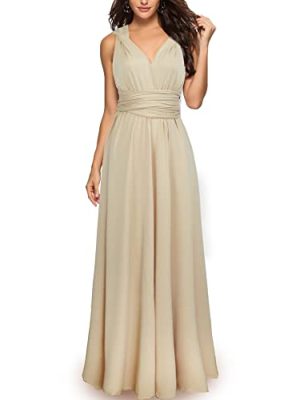 Women's Backless Gown Dress Convertible Multi-Way Wrap Halter Cocktail Dress Bandage Bridesmaid Long Dresses
