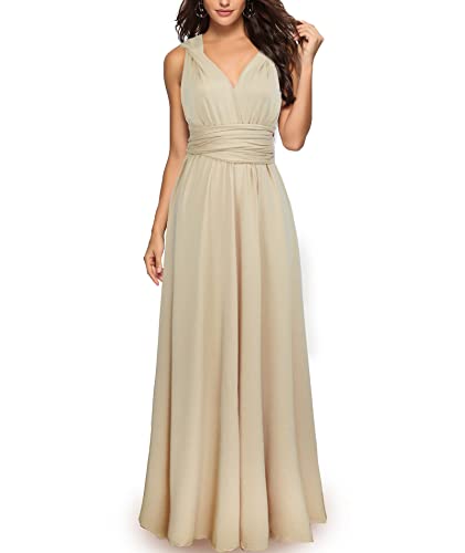 Women's Backless Gown Dress Convertible Multi-Way Wrap Halter Cocktail Dress Bandage Bridesmaid Long Dresses