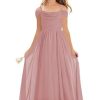 Cold Shoulder Junior Bridesmaid Dresses for Teens Girls Chiffon Wedding Guest Formal Pageant Gowns 2-14