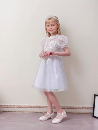 Toddler Girls Low Heel Princess Dress Shoes Glitter Flower Wedding Party Mary Jane Pumps Shoes for Kids