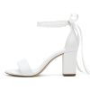 Women's Open Toe Block Heel Pearl Wedding Shoes for Bride Chunky Heeled Sandals Bridal Shoes Pumps
