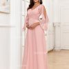 Ruffle Sleeve Chiffon Bridesmaid Dresses for Women Cold Shoulder Formal Dress for Wedding 2025 V Neck Evening Gowns