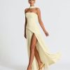 Women Strapless Patchwork Maxi Dress Sexy High Slit Tube Top Party Club with Scarf Long Prom Wedding Guest Dresses