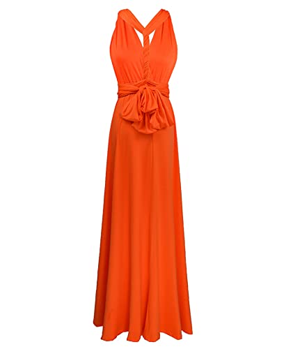 Women's Backless Gown Dress Convertible Multi-Way Wrap Halter Cocktail Dress Bandage Bridesmaid Long Dresses