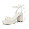Pearl Heels Wedding Shoes for Bride Platform Heels Bridal Shoes Platform Sandals