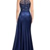 Women's Sexy Halter Sequin Lace Satin High Split Ruched Style Evening Party Maxi Dress