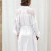 Women's Silk Satin Robe Sets 2 Piece Sexy Pajamas Set Sheer Lace Cami Nightgown Lingerie and Silky Robes