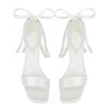 Block Heel Bridal Shoes Open Toe Wedding Shoes for Bride Pearl Heels Wedding Sandals