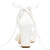 Pearl Wedding Heels Block Heel Wedding Shoes for Bride Open Toe Bridal Shoes Chunky Heeled Sandals