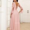 Ruffle Sleeve Chiffon Bridesmaid Dresses for Women Cold Shoulder Formal Dress for Wedding 2025 V Neck Evening Gowns