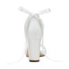 Women's Open Toe Block Heel Pearl Wedding Shoes for Bride Chunky Heeled Sandals Bridal Shoes Pumps