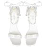 Pearl Heels Wedding Shoes for Bride Open Toe Bridal Shoes White Ivory Heels Chunky Heeled Sandals