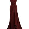 One Shoulder Bridesmaid Dresses Mermaid Satin Prom Dress 2025 Long Ruched Bodycon Evening Party Gowns with Slit