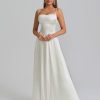 Satin Maxi Dress Spaghetti Strap Lace Up Long Formal Dresses for Women Wedding Guest Cocktail Evening Prom