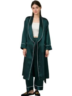 Women's and Men's Silk Satin Long Robes Silky Lightweight Sleepwears Dressing Gown