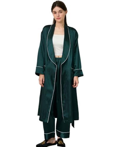 Women's and Men's Silk Satin Long Robes Silky Lightweight Sleepwears Dressing Gown