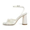 Pearl Wedding Shoes for Bride Block Heel Bridal Shoes Open Toe Wedding Heels Bow Knot Heeled Sandals