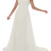 Women's Wedding Dress Lace Double V-Neck Sleeveless Evening Dress
