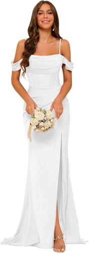 Long Satin Bridesmaid Dresses with Silt 2025 Mermaid Formal Dress PU070