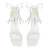Block Heel Wedding Shoes for Bride Pearl Heels Wedding Sandals Square Open Toe Bridal Shoes