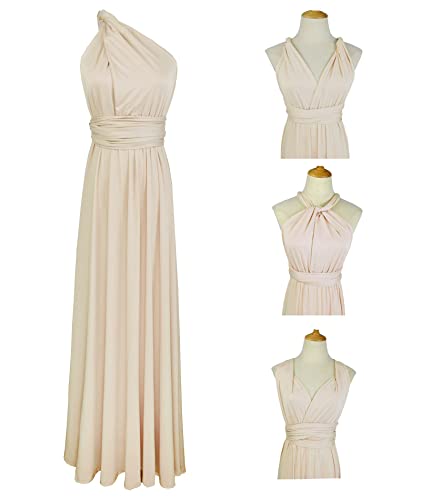 Women's Backless Gown Dress Convertible Multi-Way Wrap Halter Cocktail Dress Bandage Bridesmaid Long Dresses