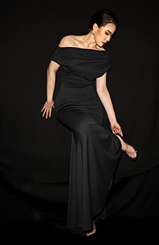 Women's Elegant Sleeveless Off Shoulder Bodycon Long Formal Party Evening Dress