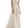 Women's Wedding Dress Lace Double V-Neck Sleeveless Evening Dress