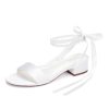 Low Block Heel Wedding Sandals Pearl Wedding Shoes for Bride Open Toe Bridal Shoes