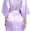 Women's Satin Kimono Robes with Rhinestones Bride Bridesmaid Short Getting Ready Wedding Dressing Gown