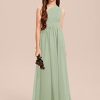 A-line One Shoulder Floor-Length Chiffon Junior Bridesmaid Dress for Wedding Teen Girls Party Gowns