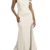 Asymmetrical Off-The-Shoulder Matte Satin Sheath Dress