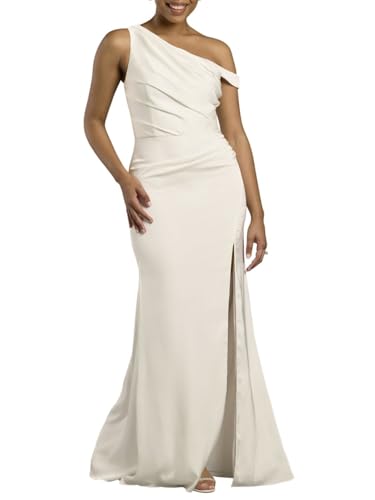 Asymmetrical Off-The-Shoulder Matte Satin Sheath Dress