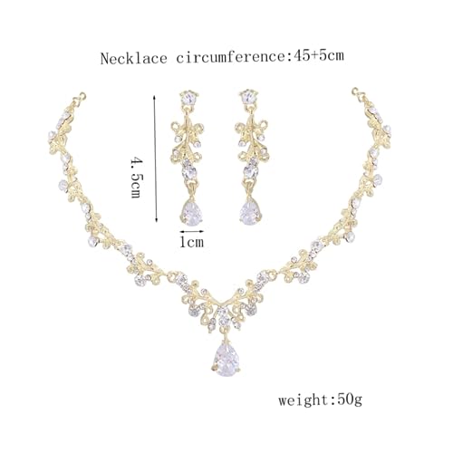 1set Elegant Bridal Jewelry Waterdrop Necklace Earrings for Wedding Dress Accessories Beautiful Zirconia Design Ear for Brides