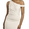 Asymmetrical Off-The-Shoulder Matte Satin Sheath Dress