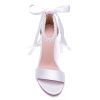 Pearl Wedding Shoes for Bride High Heels Block Heels Bridal Shoes with Bow Women Chunky Heels Sandals